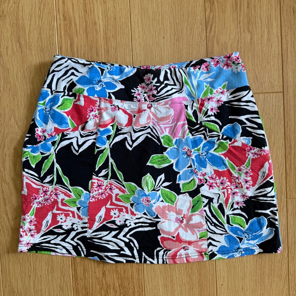IBKUL Skort Women Size M UPF Zebra Floral Athletic Golf Tennis Pickleball Cruise